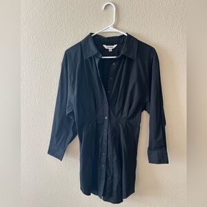 Steve Madden Long Sleeve Button Up Mini Dress In Black Size XS NWOT